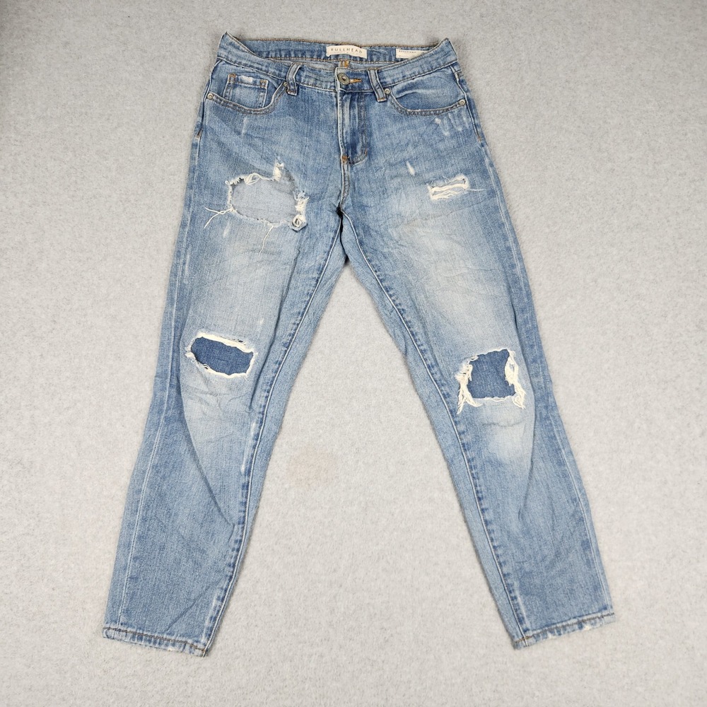 Bullhead Denim Boyfriend Jeans Womens 28 Blue Faded Distressed Streetwear Grunge